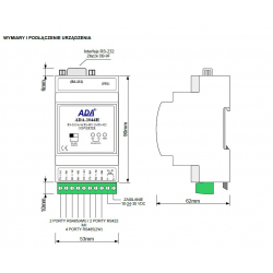 Konwerter RS-232 na 4x RS-485 /2x RS-422 ADA-1044H-1-23-3 Cel-Mar
