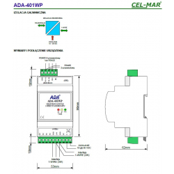 Moduł pomiarowy 1-WIRE na MODBUS-RTU ADA-401WP-1-23 Cel-Mar