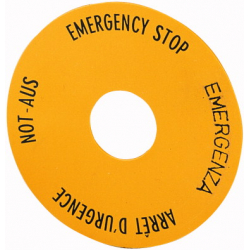 Tabliczka opisowa żółta okrągła fi60 EMERGENCY STOP napis w 4 językach SRT1 058873 Eaton
