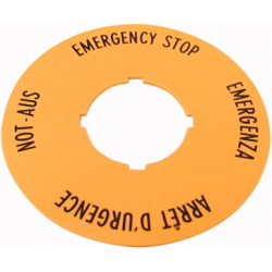 Tabliczka opisowa żółta okrągła fi90 EMERGENCY STOP M22-XAK11 121085 EATON
