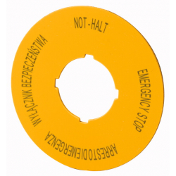 Tabliczka opisowa żółta okrągła EMERGENCY STOP (4 języki) M22-XBK15 167638 EATON