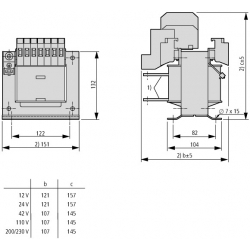 204988-rys1-Transformator-sterujący-1-fazowy-630VA-400230V-STN0-63-400230-Eaton