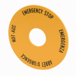 Tabliczka opisowa żółta okrągła fi90 EMERGENCY STOP M22-XAK1 216465 EATON