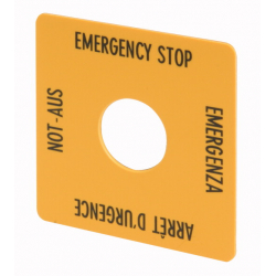 Tabliczka opisowa żółta kwadratowa 50x50mm EMERGENCY STOP M22-XYK1 216484 EATON
