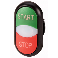 Napęd przycisku podwójny zielony/czerwony START-STOP z podświetleniem z samopowrotem M22S-DDL-GR-GB1/GB0 216703 EATON