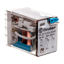 Przekaźnik miniaturowy 3P 10A 12V DC, styk AgCdO, przycisk testujący 55.33.9.012.2010 Finder