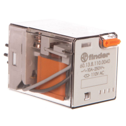 Przekaźnik przemysłowy 3P 10A 24V DC, przycisk testujący, LED + dioda 60.13.9.024.0070 Finder
