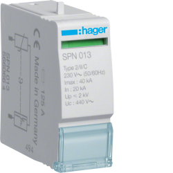 SPN013-Wkładka-ogranicznika-przepięć-C-40kA-2kV-sieć-IT-Hager-Polo