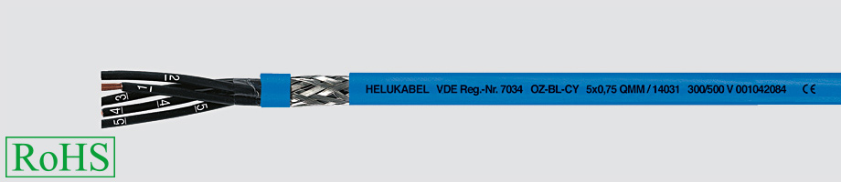 OZ-BL-CY kabel elastyczny, ekranowany 300/500V niebieski do stref EX Helukabel