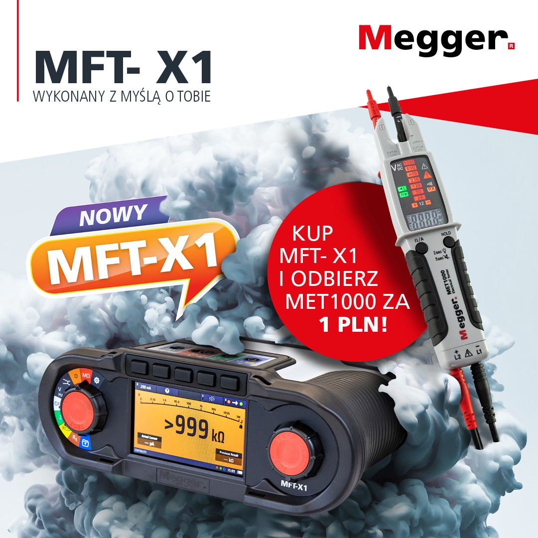 Wielofunkcyjny miernik instalacji elektrycznych MFT-X1 1012-225 Megger + MET1000 za 1 zł