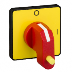 KCG3Y-Głowica-oper-45x45mm-kolor-żółty-czerw-rączka-blokowana-kłódka-Schneider-Electric
