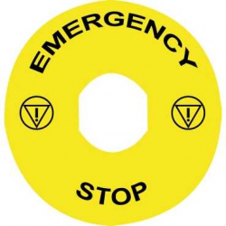 Tabliczka opisowa żółta okrągła fi60mm EMERGENCY STOP ZB2BY9330 Schneider Electric