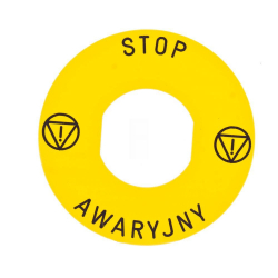 ZBY9PL30-Tabliczka-opisowa-żółta-okrągła-fi60-STOP-AWARY-Schneider-Electric