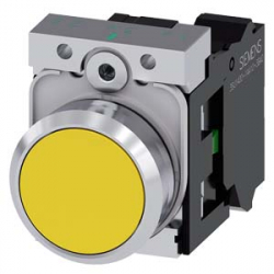 Przycisk metalowy 22mm błyszczący żółty 1Z z samopowrotem IP69k Sirius ACT 3SU1150-0AB30-1BA0 Siemens