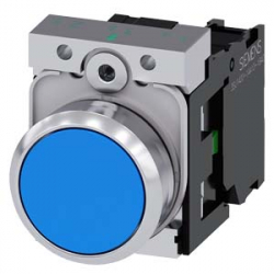 Przycisk metalowy 22mm błyszczący niebieski 1Z z samopowrotem IP69k Sirius ACT 3SU1150-0AB50-1BA0 Siemens