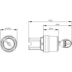 Napęd przełącznika 2 położeniowy /O-I/ 22mm z kluczem z samopowrotem metalowy Sirius ACT 3SU1050-4CC01-0AA0 Siemens