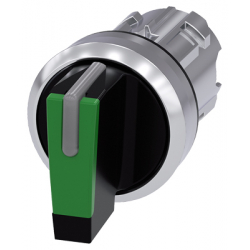 Napęd przełącznika 3 położeniowy /I-O-II/ 22mm zielony z podświetleniem z samopowrotem metalowy matowy Sirius ACT 3SU105