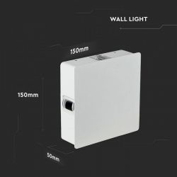 Kinkiet LED VT-704 4W 3000K 440lm IP65 kwadrat biały 8209 V-TAC