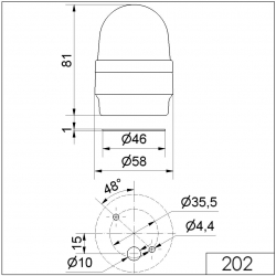 15010068-rys-1-Sygnalizator-akustyczno-optyczny-czerwony-LED-stałe-80dB-2-8kHz-230V-AC-IP65-Werma