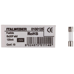 Wkładka aparatowa 5x20mm 0,125A szybka (F) L520FK00-125 (10szt,) Hager Polo